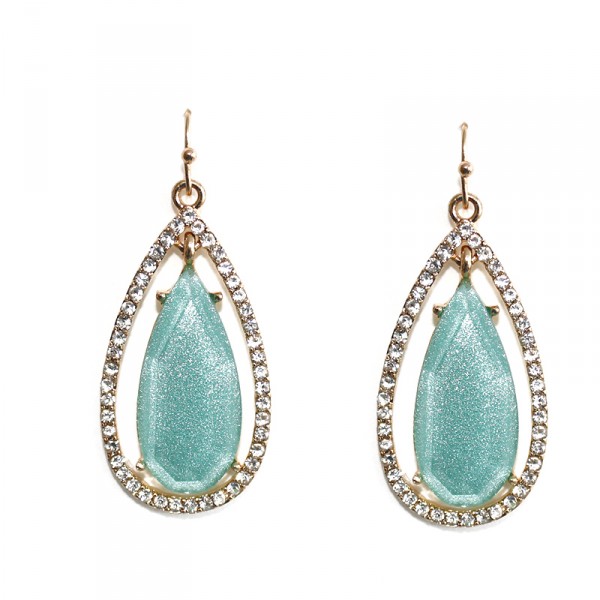 Opal Turquoise Teardrop Pave Earrings